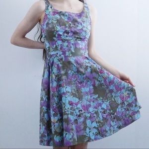 Taylor Brand Blue, Purple, and Green Floral Dress